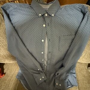 Men's Navy Patterned Button Down Shirt